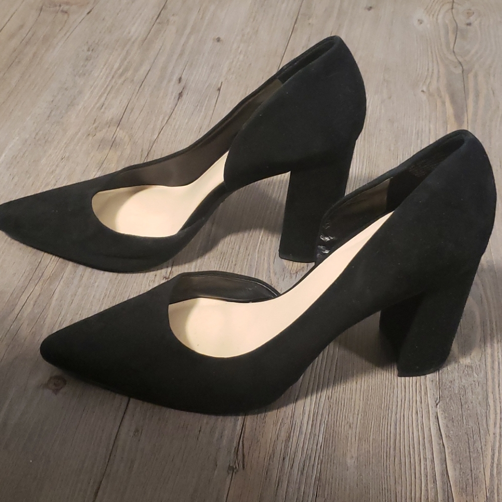 Black suede heels